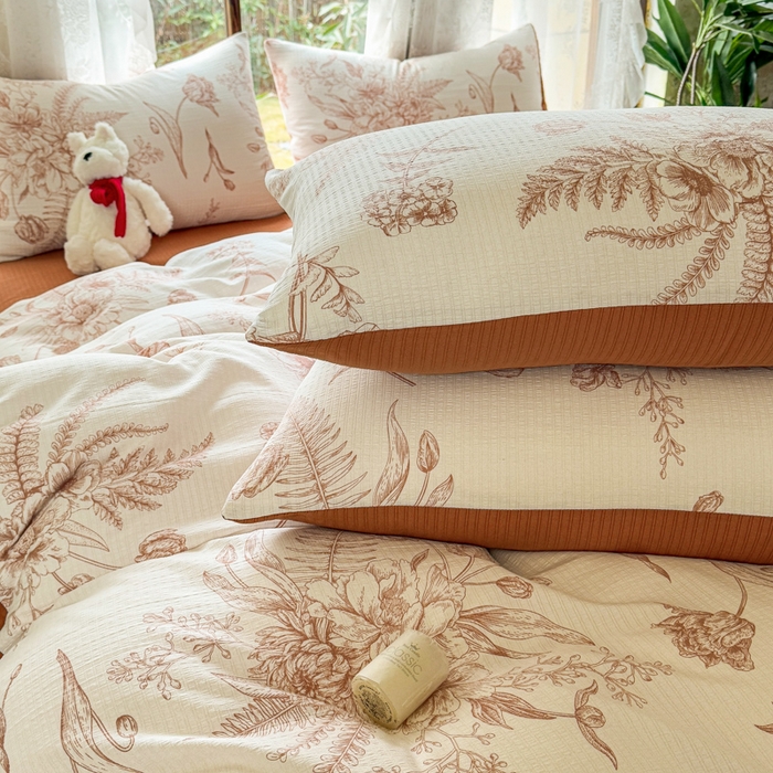 91家纺网 家纺一手货源 找家纺 （总）晚爱家纺（原晚安家居） 2025新款A类双层纱有氧提花彩竺棉小竺棉四件套