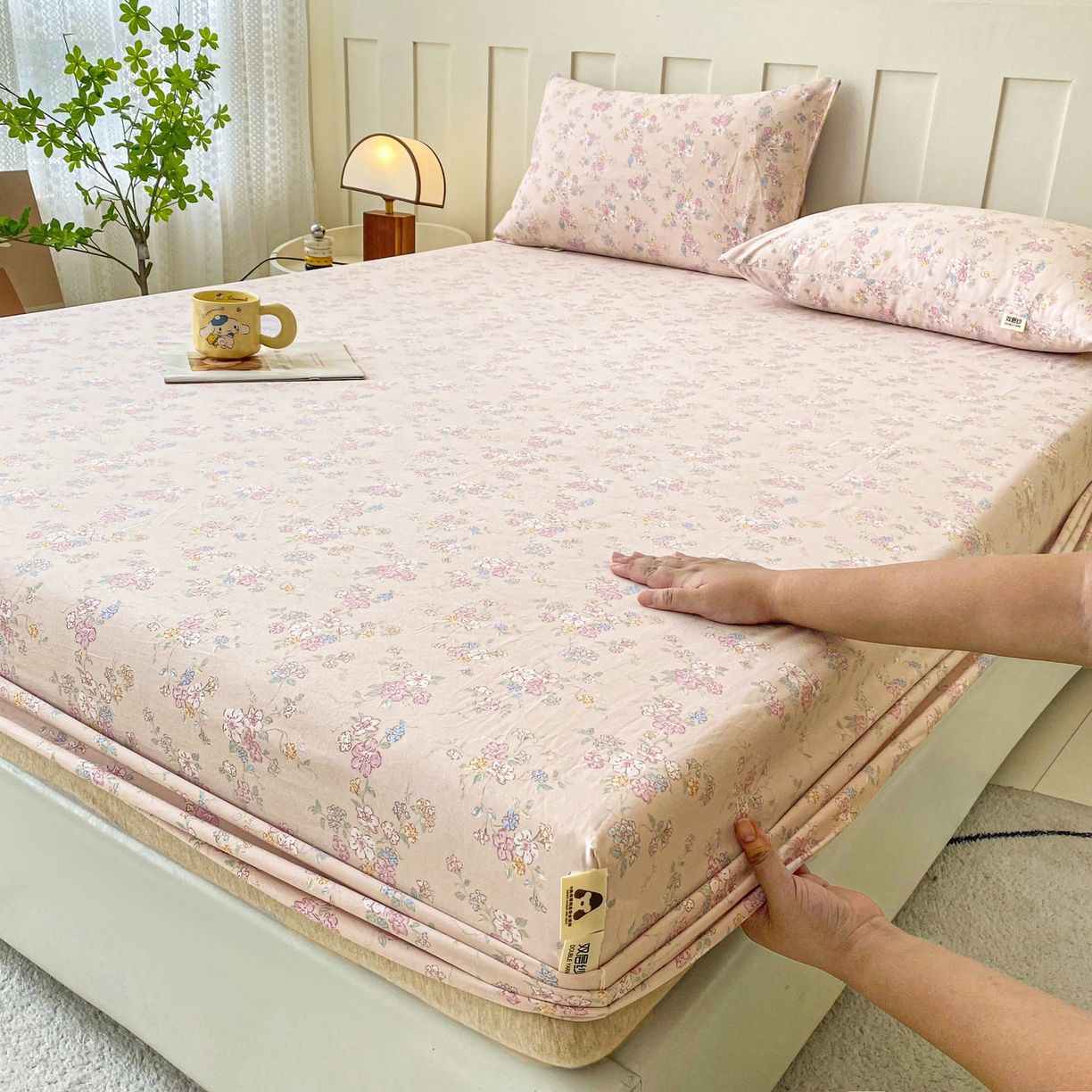 金泰莱 2025新款木棉双层纱印花床笠 花清雅香