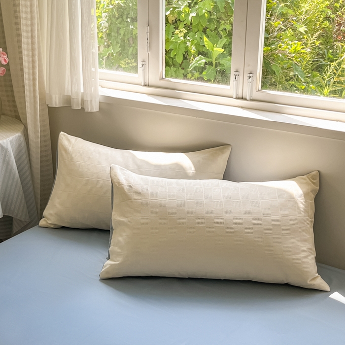 91家纺网 家纺一手货源 找家纺 言一 2025秋冬新品A类60S新疆长绒棉纯棉陶瓷轻磨毛四件套提花全棉床单被套不掉毛2 雅士白+天青蓝