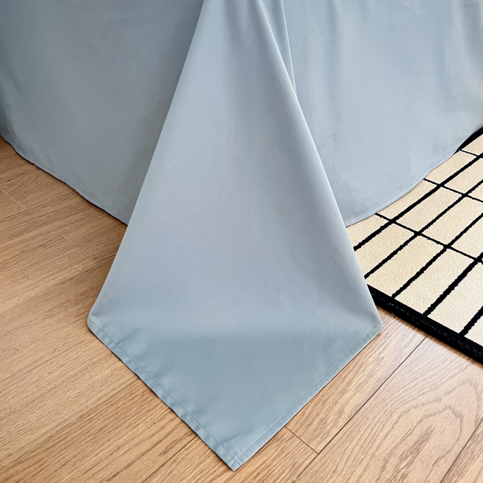 91家纺网 家纺一手货源 找家纺 言一 2025秋冬新品A类60S新疆长绒棉纯棉陶瓷轻磨毛四件套提花全棉床单被套不掉毛2 雅士白+天青蓝