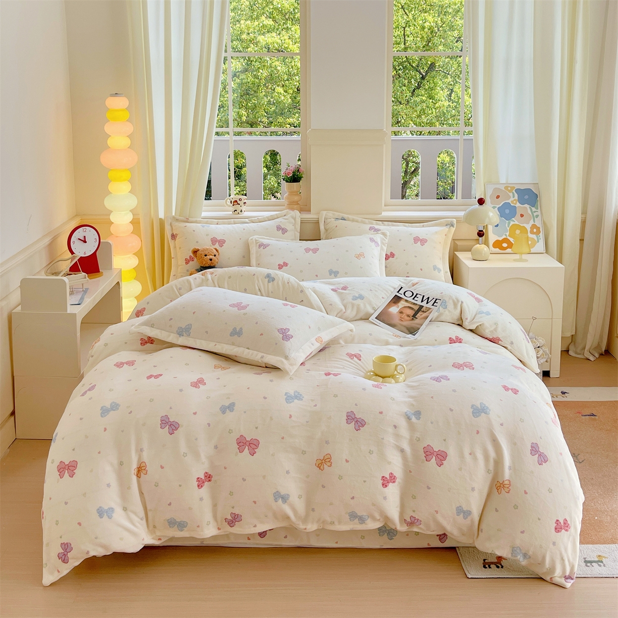 91家纺网 家纺一手货源 找家纺 凯儿2025加厚A类印花牛奶绒单品四件套 蝴蝶星空