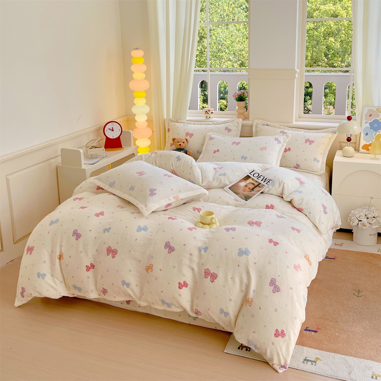 91家纺网 家纺一手货源 找家纺 凯儿2025加厚A类印花牛奶绒单品四件套 蝴蝶星空