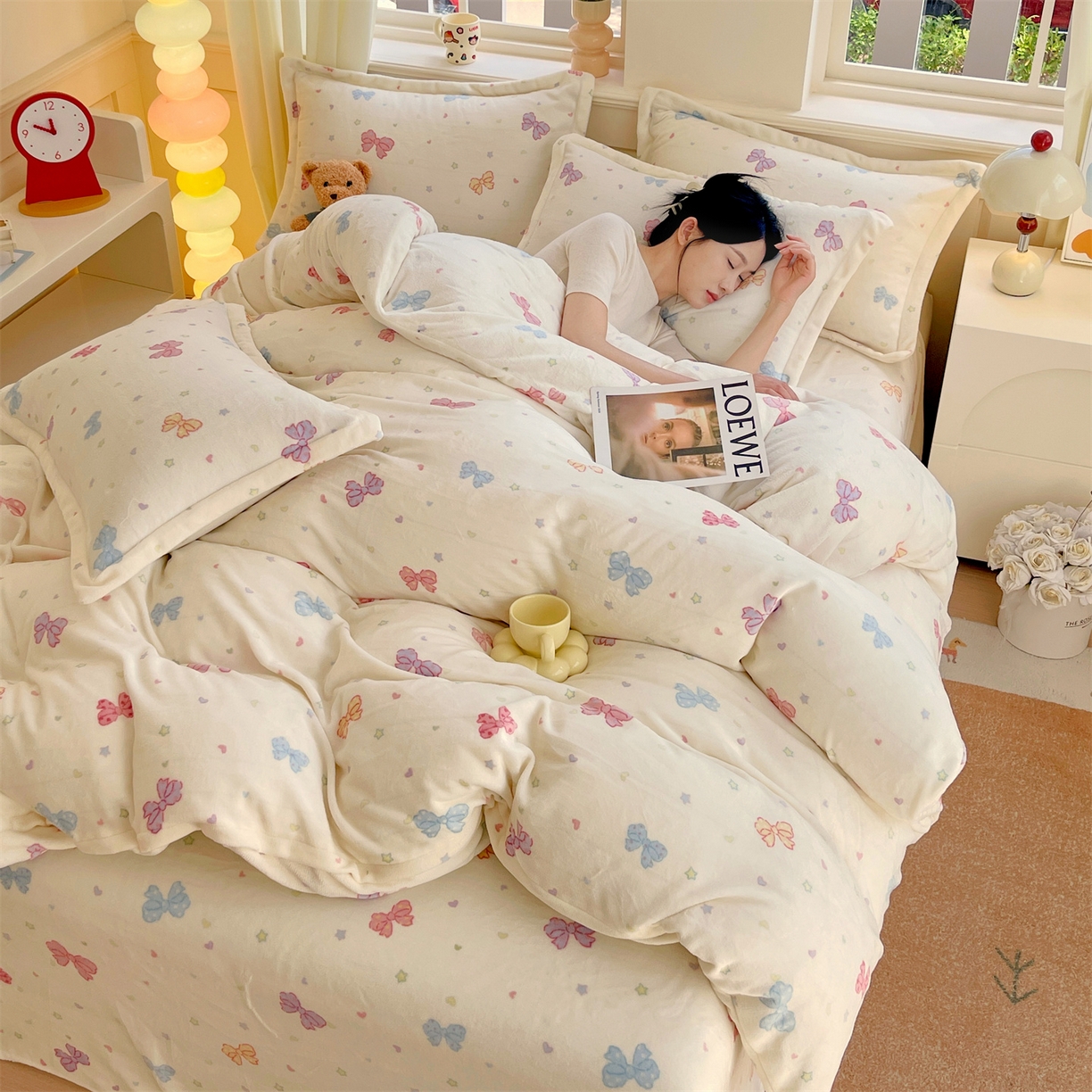 91家纺网 家纺一手货源 找家纺 凯儿2025加厚A类印花牛奶绒单品四件套 蝴蝶星空