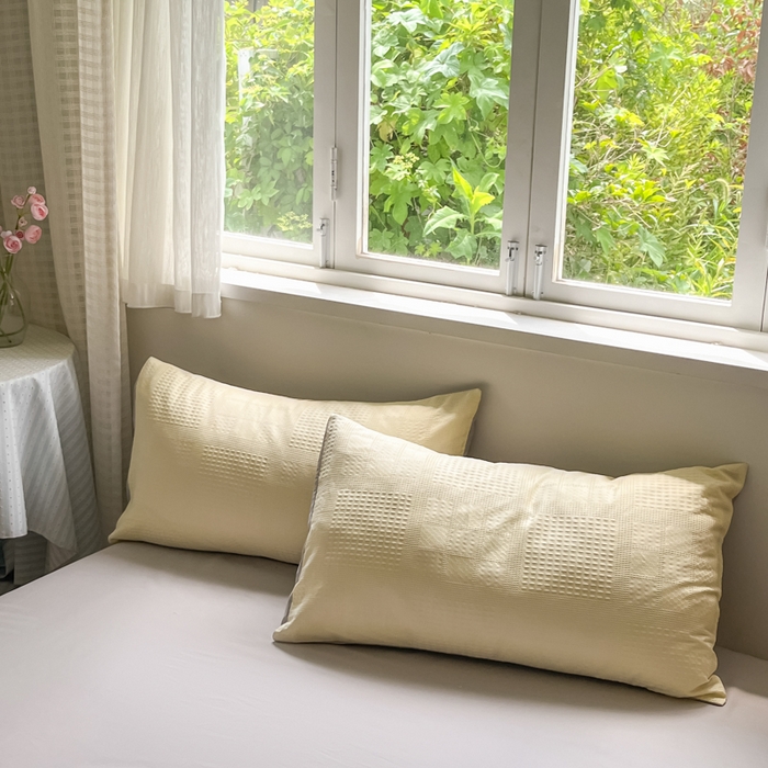 91家纺网 家纺一手货源 找家纺 言一 2025秋冬新品A类60S新疆长绒棉纯棉陶瓷轻磨毛四件套提花全棉床单被套不掉毛2 奶油黄+雅灰