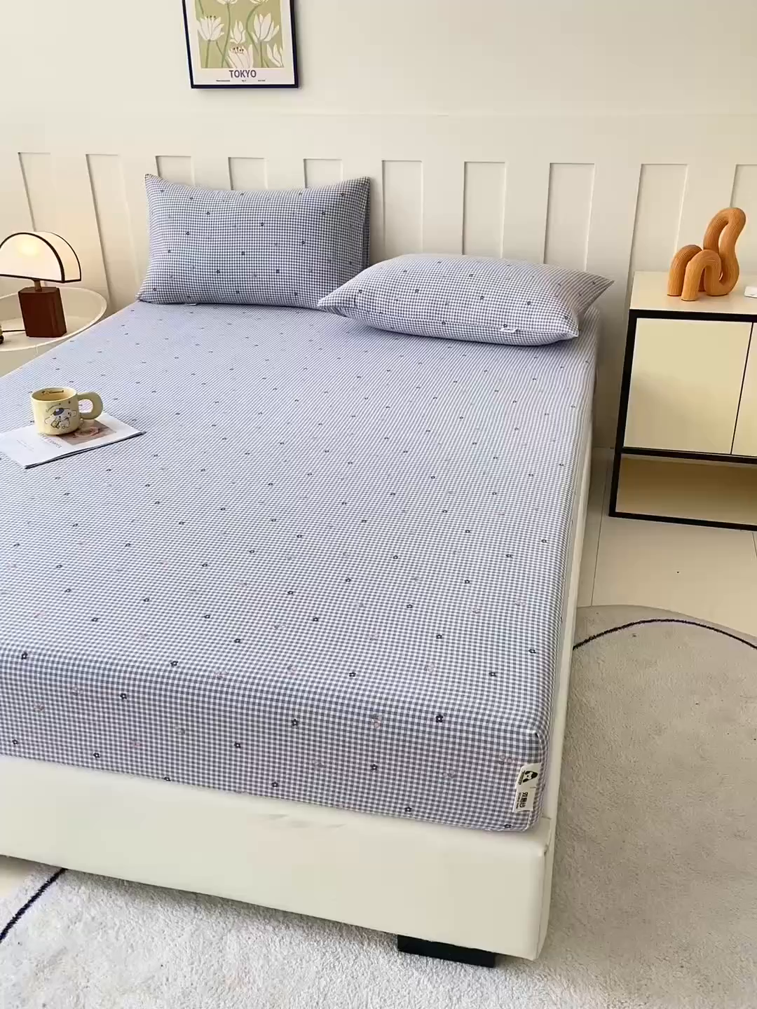 91家纺网 家纺一手货源 找家纺 金泰莱 2025新款木棉双层纱印花床笠 诺卡