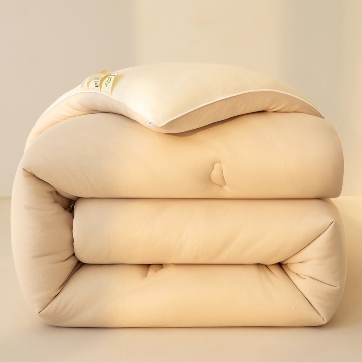 91家纺网 家纺一手货源 找家纺 居易简 2025新款针织棉大豆被冬被加厚春秋被被子被芯10%大豆纤维 （包质检） 暖咖+米白