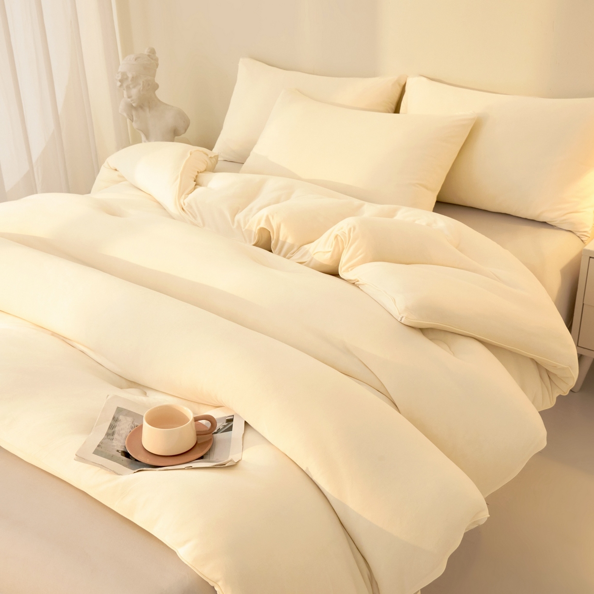 91家纺网 家纺一手货源 找家纺 居易简 2025新款针织棉大豆被冬被加厚春秋被被子被芯10%大豆纤维 （包质检） 米白