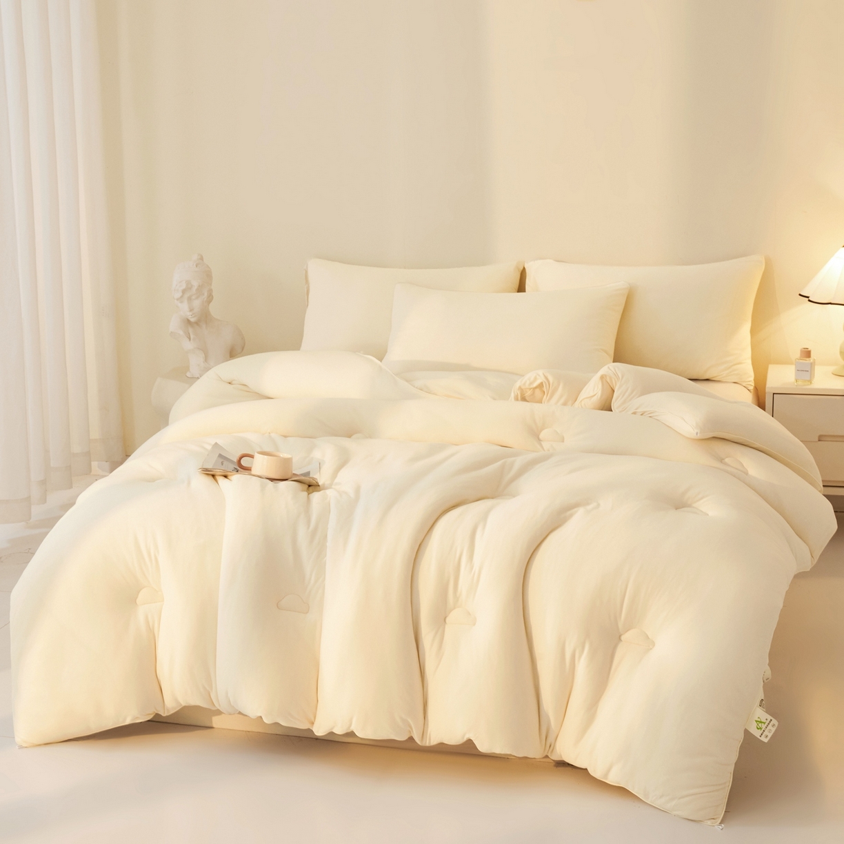 91家纺网 家纺一手货源 找家纺 居易简 2025新款针织棉大豆被冬被加厚春秋被被子被芯10%大豆纤维 （包质检） 米白