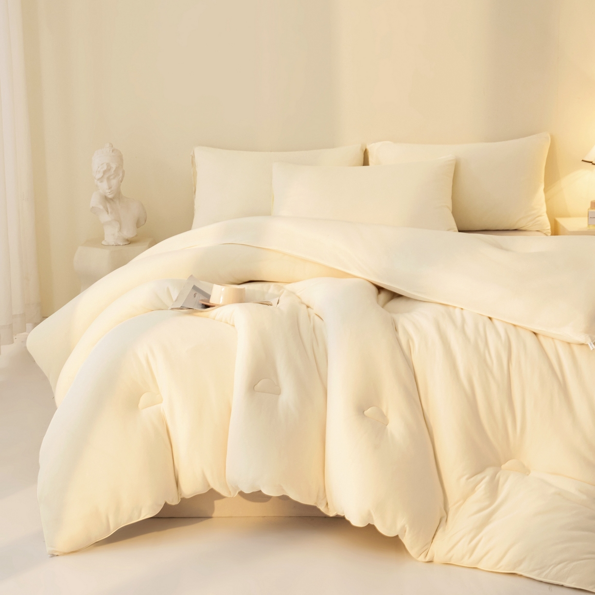 91家纺网 家纺一手货源 找家纺 居易简 2025新款针织棉大豆被冬被加厚春秋被被子被芯10%大豆纤维 （包质检） 米白