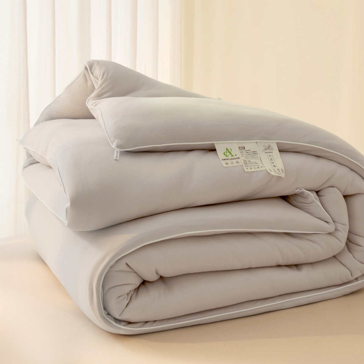 91家纺网 家纺一手货源 找家纺 居易简 2025新款针织棉大豆被冬被加厚春秋被被子被芯10%大豆纤维 （包质检） 青空灰