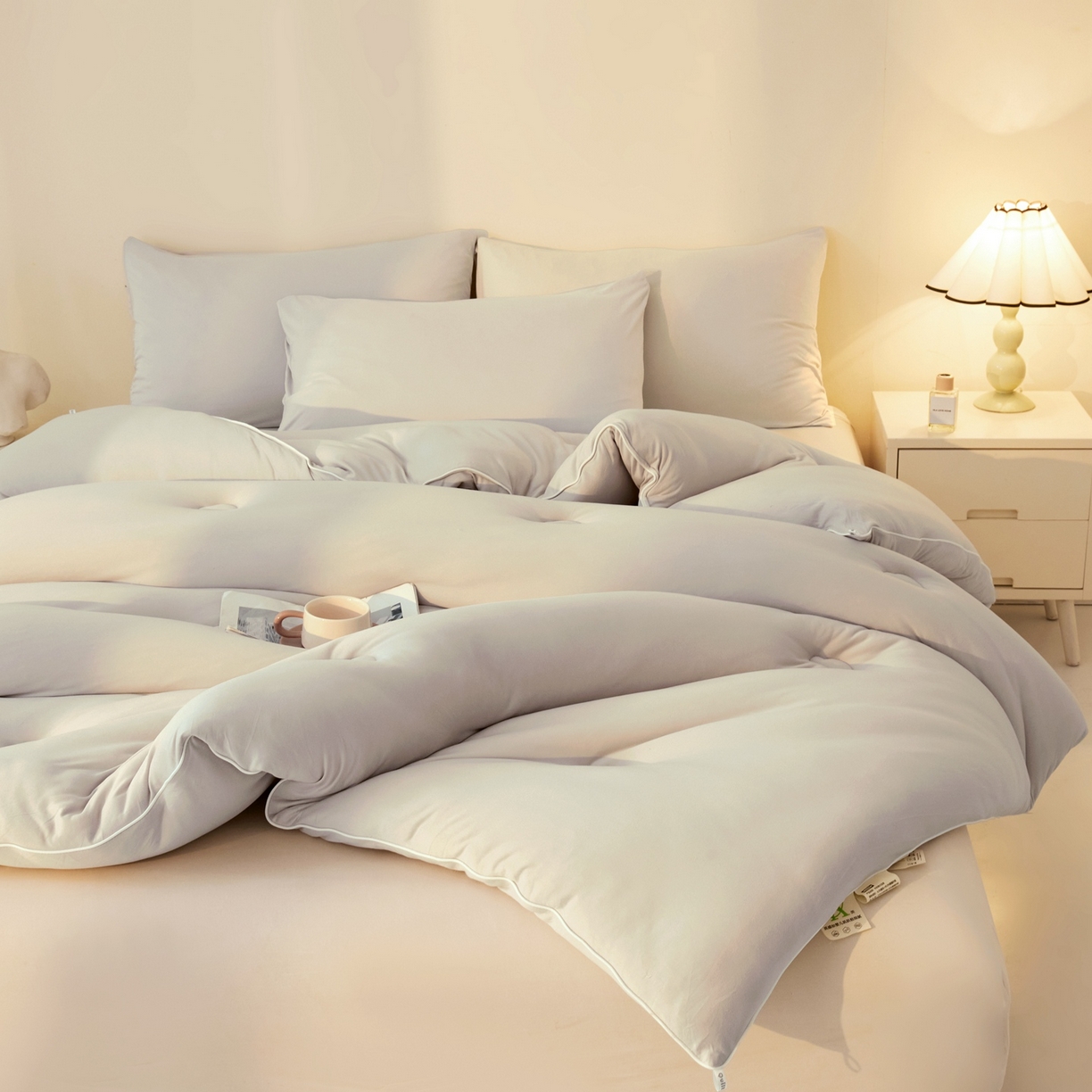 91家纺网 家纺一手货源 找家纺 居易简 2025新款针织棉大豆被冬被加厚春秋被被子被芯10%大豆纤维 （包质检） 青空灰