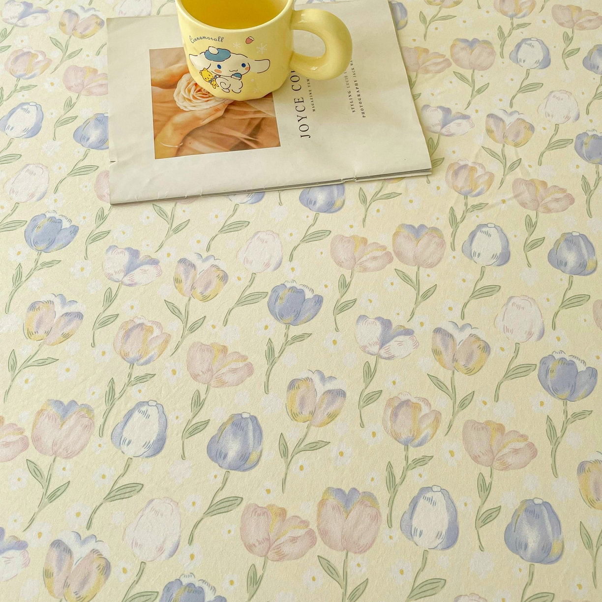 91家纺网 家纺一手货源 找家纺 金泰莱 2025新款木棉双层纱印花床笠 郁金香