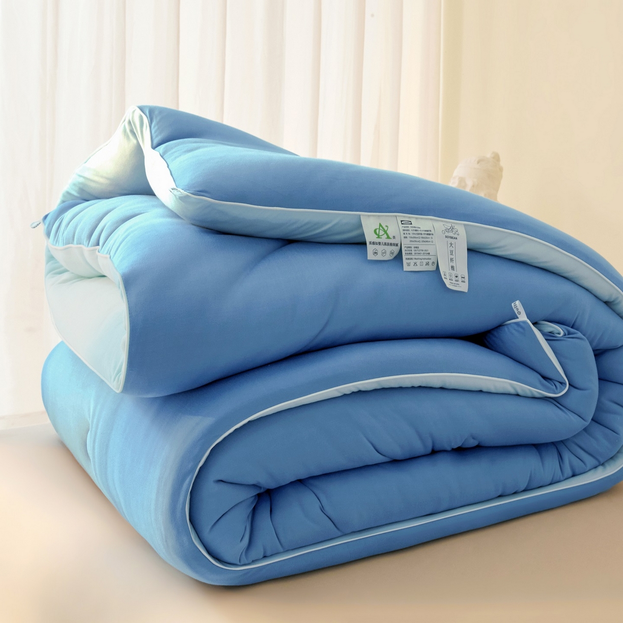 91家纺网 家纺一手货源 找家纺 居易简 2025新款针织棉大豆被冬被加厚春秋被被子被芯10%大豆纤维 （包质检） 深睡蓝+山青