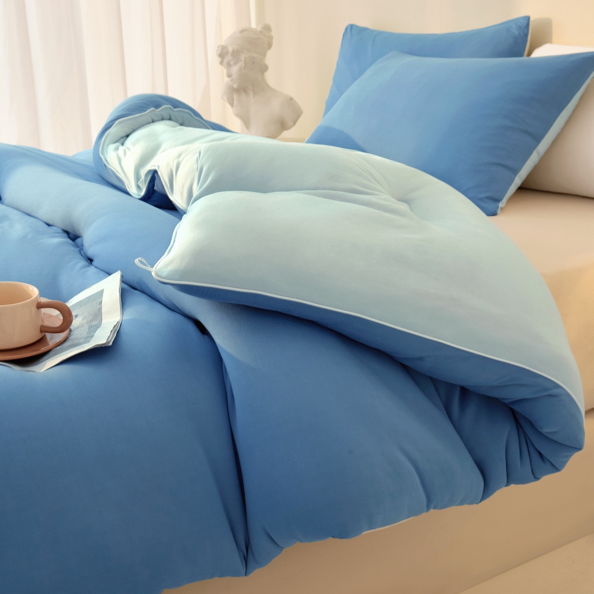 91家纺网 家纺一手货源 找家纺 居易简 2025新款针织棉大豆被冬被加厚春秋被被子被芯10%大豆纤维 （包质检） 深睡蓝+山青