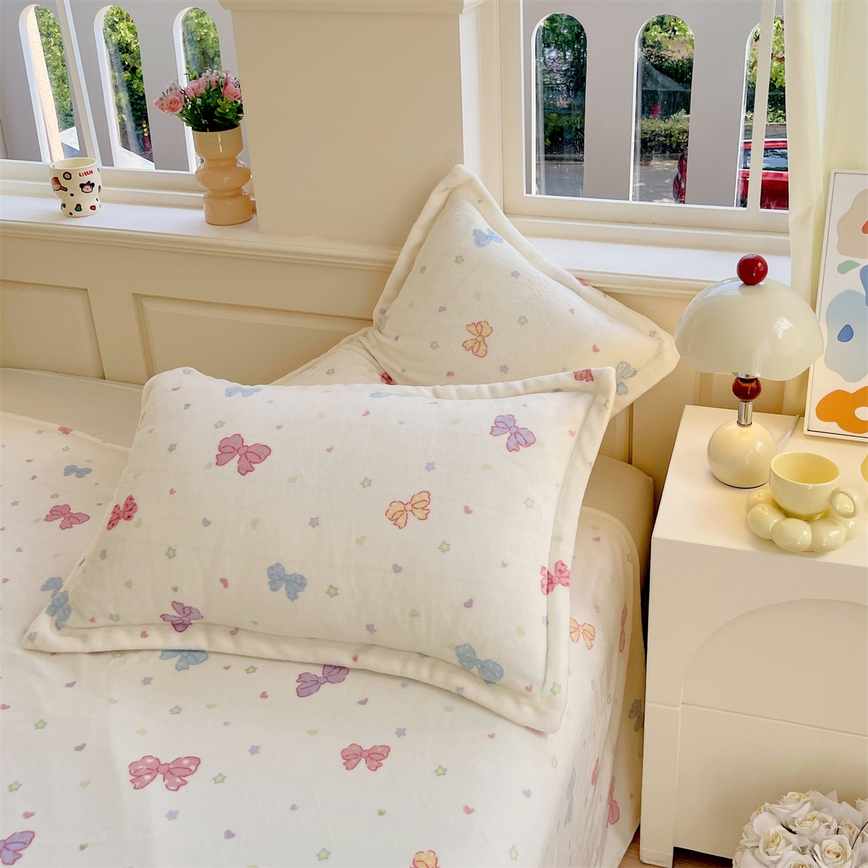 91家纺网 家纺一手货源 找家纺 凯儿家纺 2025新款A类加厚高克重印花牛奶绒单枕套 蝴蝶星空