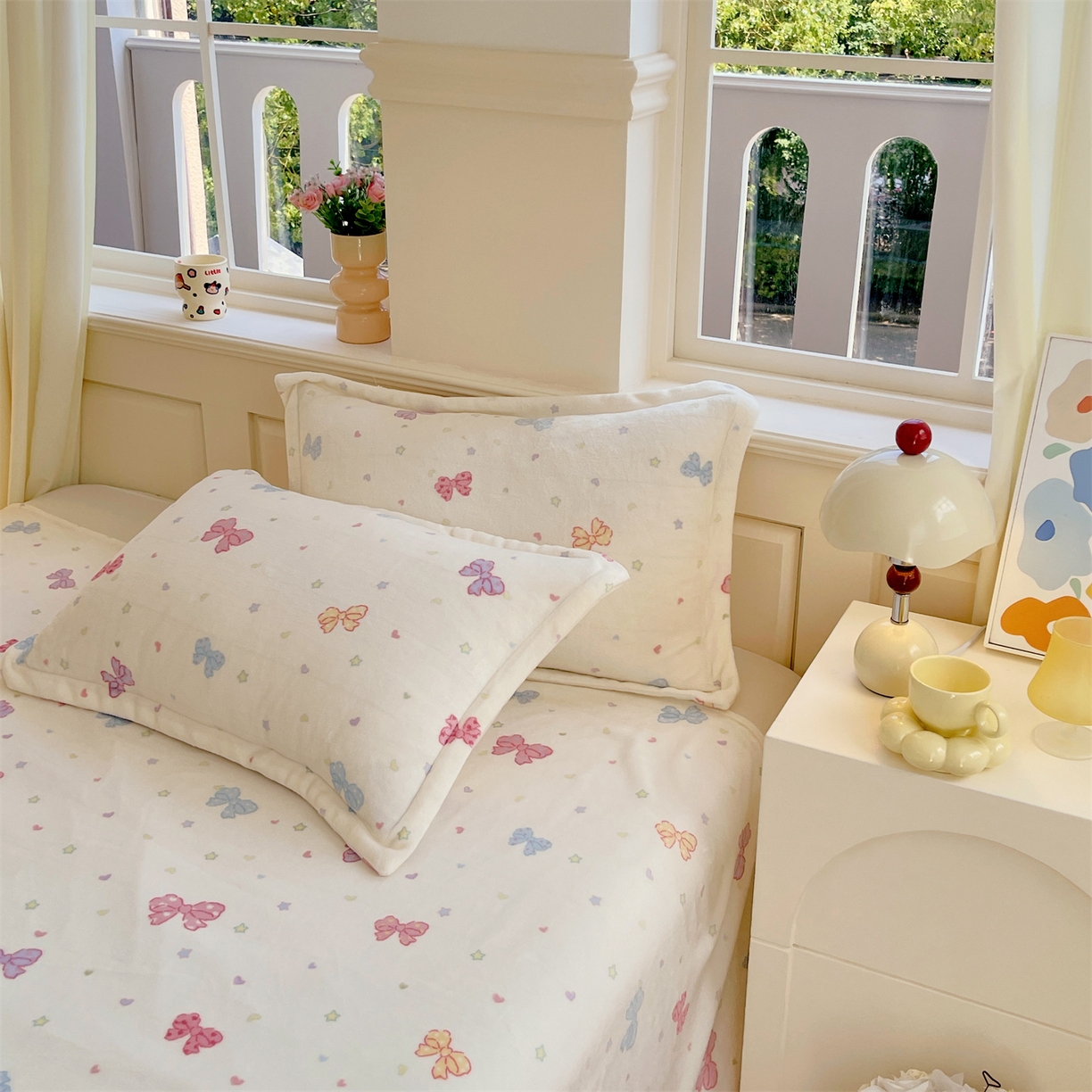 91家纺网 家纺一手货源 找家纺 凯儿家纺 2025新款A类加厚高克重印花牛奶绒单枕套 蝴蝶星空