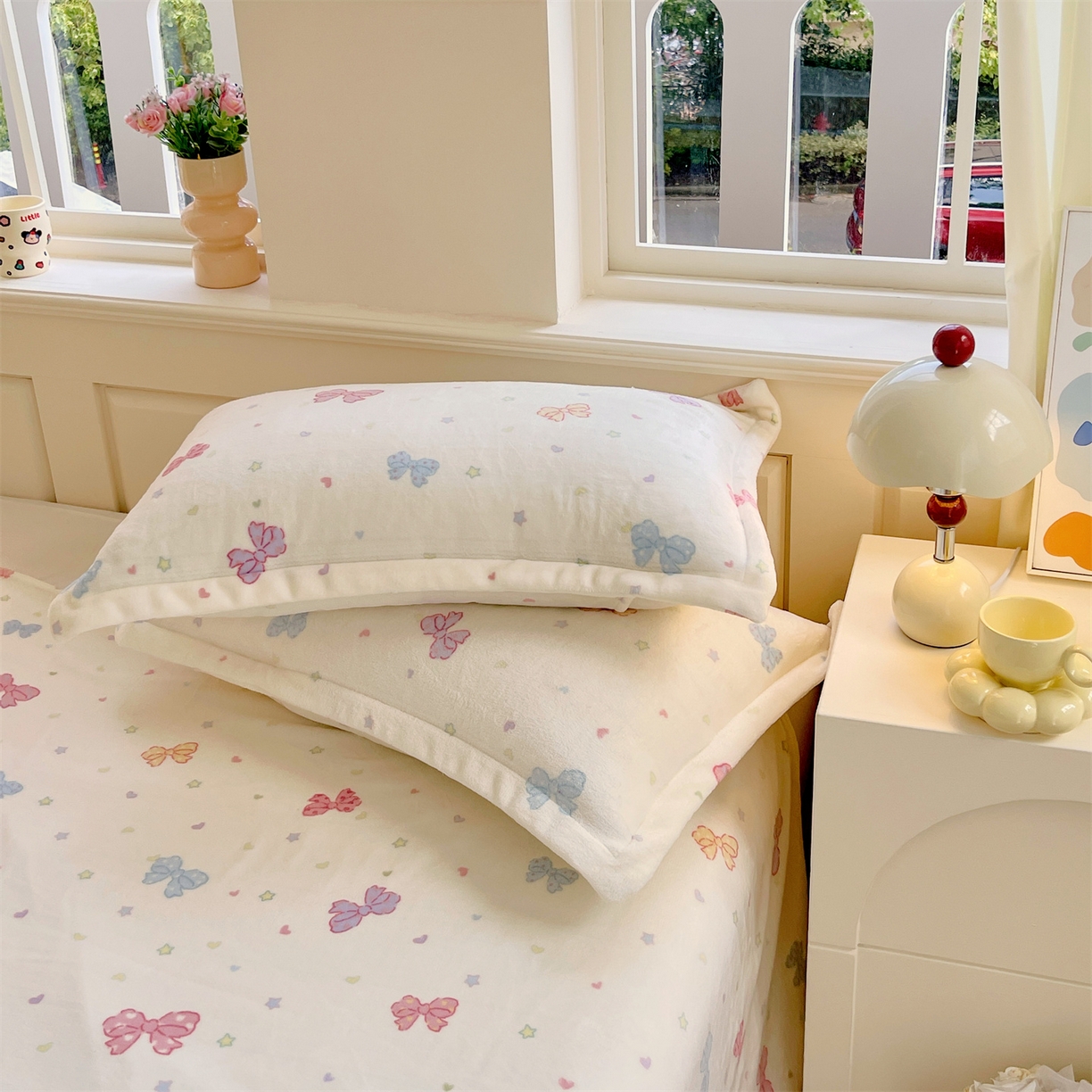 91家纺网 家纺一手货源 找家纺 凯儿家纺 2025新款A类加厚高克重印花牛奶绒单枕套 蝴蝶星空