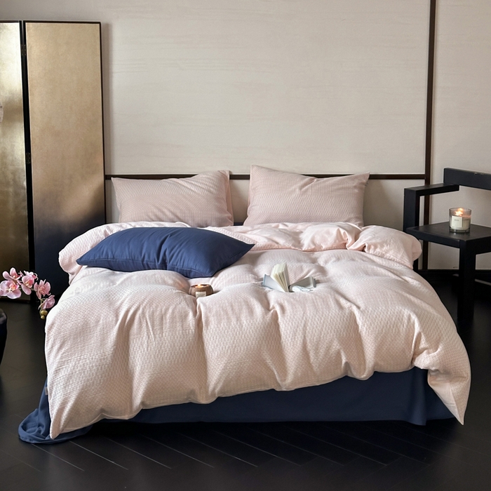 （总）玛奇朵 2024新品韩国A类侘寂风色织提花双层皱皱纱四件套-流光溢彩系列