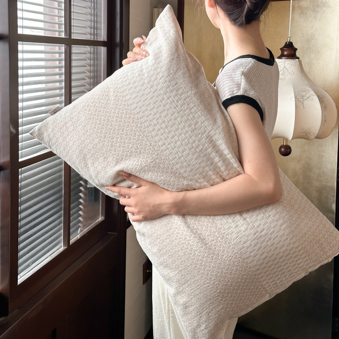 91家纺网 家纺一手货源 找家纺 玛奇朵 2024新品韩国A类侘寂风色织提花双层皱皱纱四件套-流光溢彩系列 流光溢彩-卡其