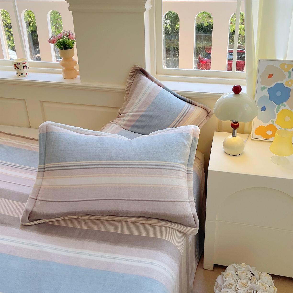 91家纺网 家纺一手货源 找家纺 凯儿家纺 2025新款A类加厚高克重印花牛奶绒单枕套 英伦之旅-兰