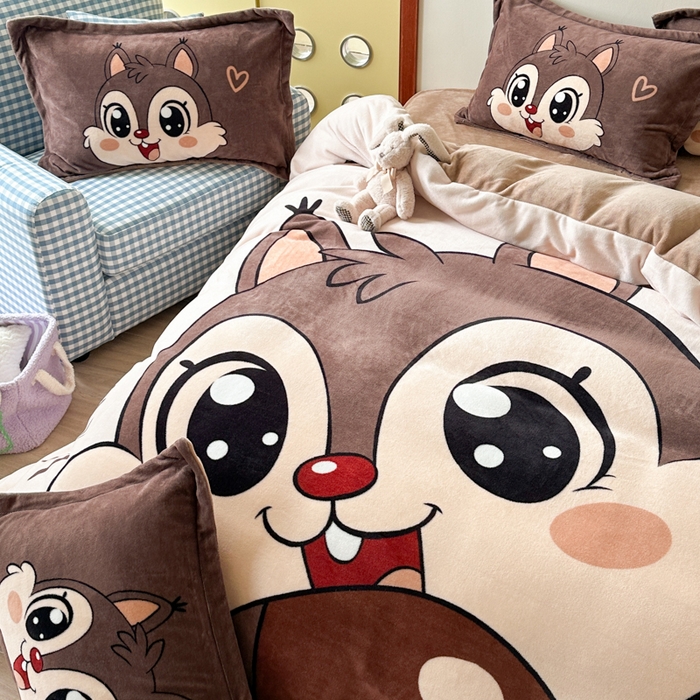 91家纺网 家纺一手货源 找家纺 （总）赛丽雅 2025年新款秋冬卡通大版牛奶绒四件套