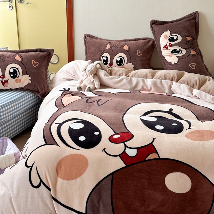 91家纺网 家纺一手货源 找家纺 （总）赛丽雅 2025年新款秋冬卡通大版牛奶绒四件套