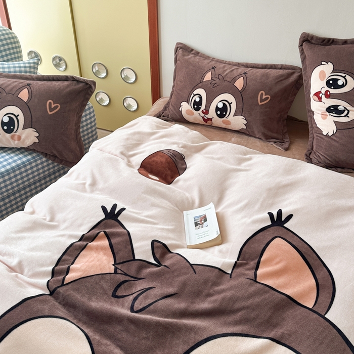 91家纺网 家纺一手货源 找家纺 （总）赛丽雅 2025年新款秋冬卡通大版牛奶绒四件套