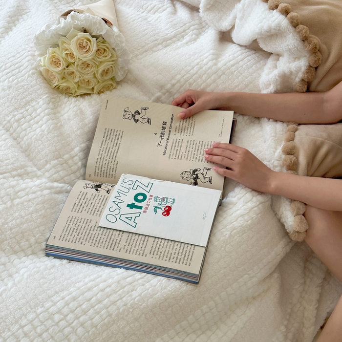 91家纺网 家纺一手货源 找家纺 玛奇朵 2024秋冬新品泰兔绒提花四件套-朵以系列 朵以-白