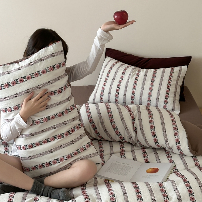 91家纺网 家纺一手货源 找家纺 （总）玛奇朵 2025新品A类纯棉双层纱提花四件套