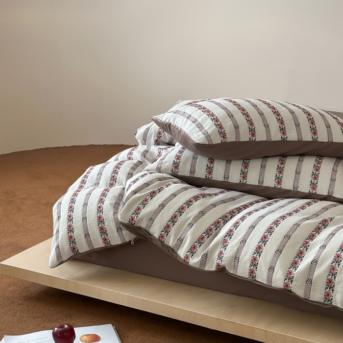 91家纺网 家纺一手货源 找家纺 （总）玛奇朵 2025新品A类纯棉双层纱提花四件套