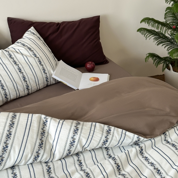 91家纺网 家纺一手货源 找家纺 玛奇朵 2025新品A类纯棉双层纱提花四件套 棕意盎然