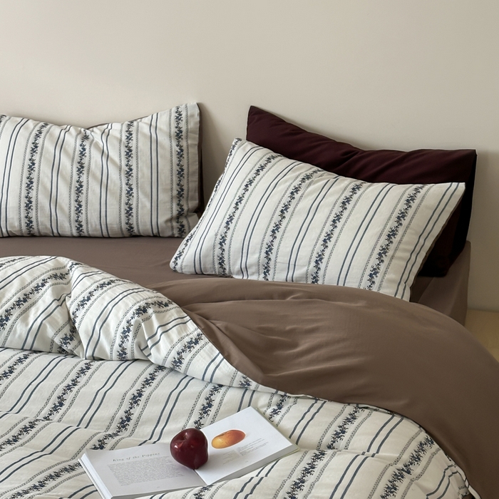 91家纺网 家纺一手货源 找家纺 玛奇朵 2025新品A类纯棉双层纱提花四件套 棕意盎然