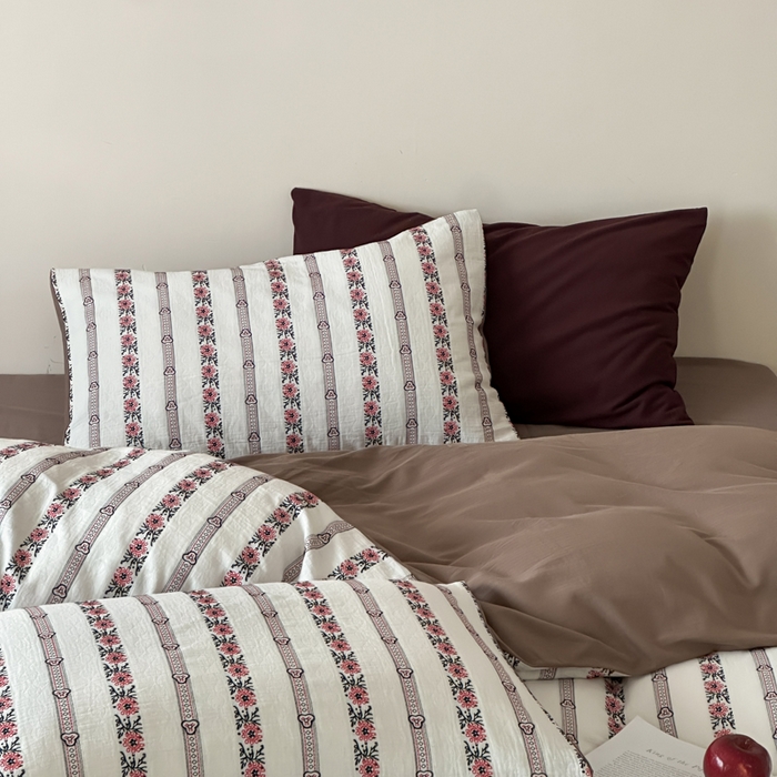 91家纺网 家纺一手货源 找家纺 玛奇朵 2025新品A类纯棉双层纱提花四件套 乌梅子酥