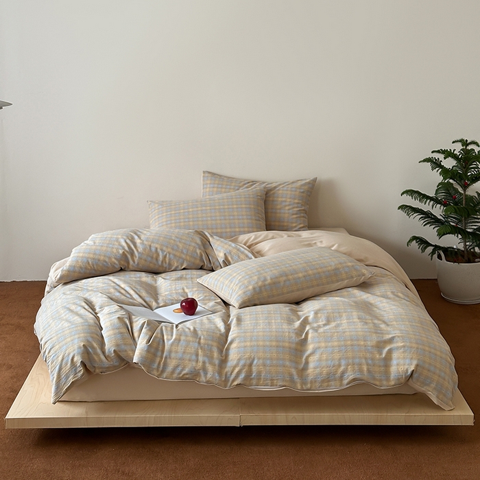 91家纺网 家纺一手货源 找家纺 （总）玛奇朵 2025新品文艺复古全棉色织水洗棉提花四件套-忆时光