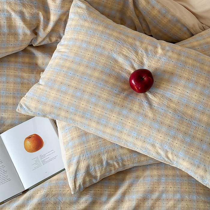 91家纺网 家纺一手货源 找家纺 玛奇朵 2025新品文艺复古全棉色织水洗棉提花四件套-忆时光 忆时光-卡其