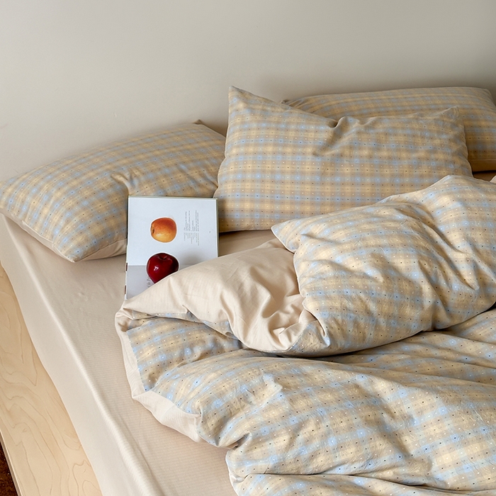 91家纺网 家纺一手货源 找家纺 玛奇朵 2025新品文艺复古全棉色织水洗棉提花四件套-忆时光 忆时光-卡其