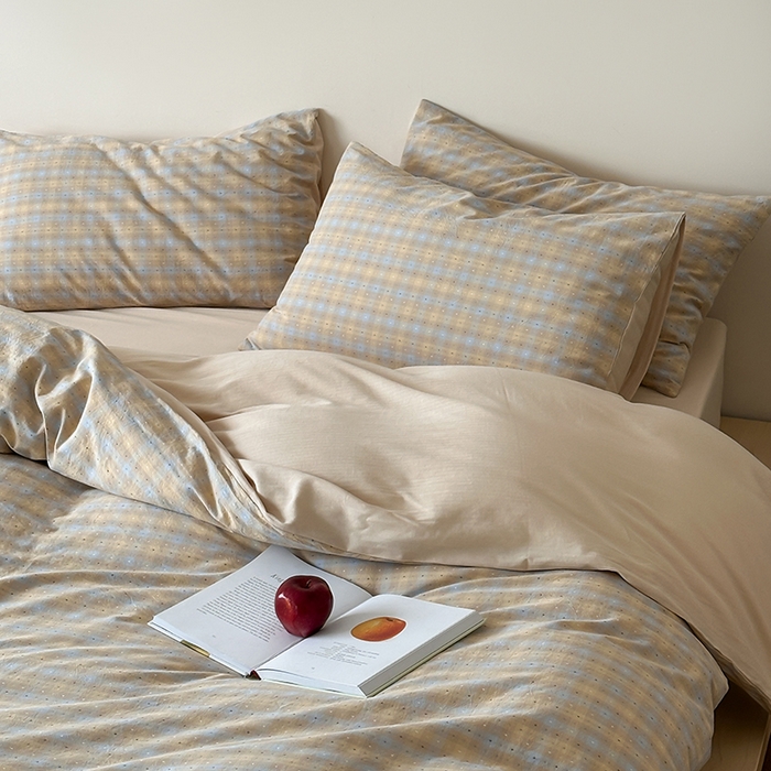 91家纺网 家纺一手货源 找家纺 玛奇朵 2025新品文艺复古全棉色织水洗棉提花四件套-忆时光 忆时光-卡其