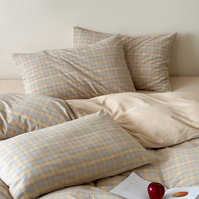 91家纺网 家纺一手货源 找家纺 玛奇朵 2025新品文艺复古全棉色织水洗棉提花四件套-忆时光 忆时光-卡其