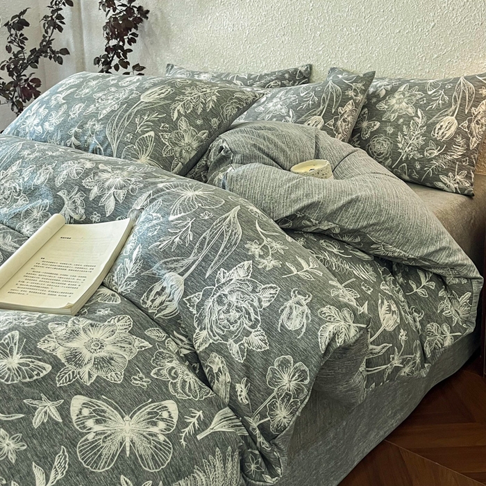 91家纺网 家纺一手货源 找家纺 （总）斯卡诺家纺 2025秋冬新款高克重复古风原麻亚麻水洗棉印花四件套