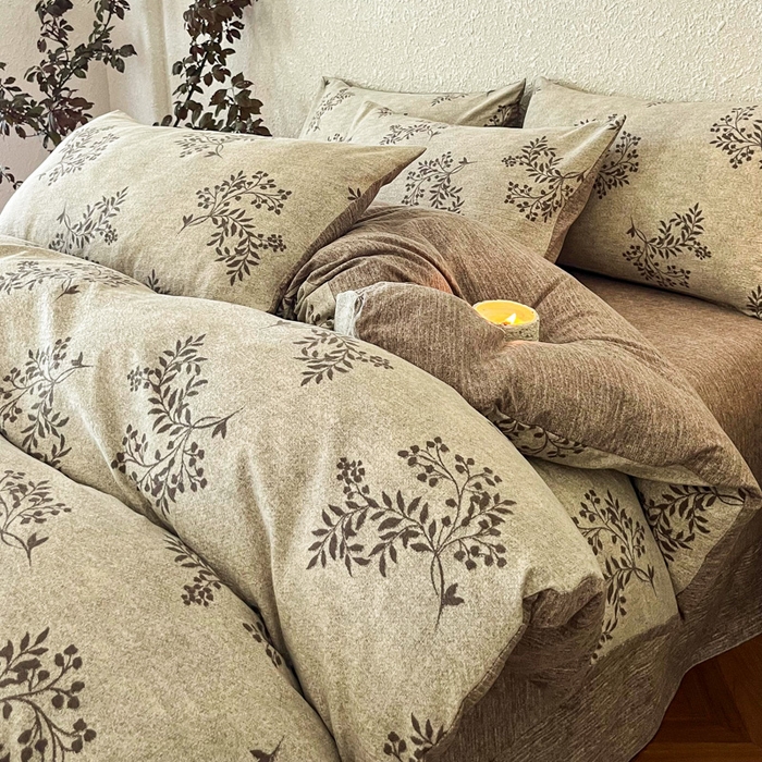 91家纺网 家纺一手货源 找家纺 （总）斯卡诺家纺 2025秋冬新款高克重复古风原麻亚麻水洗棉印花四件套