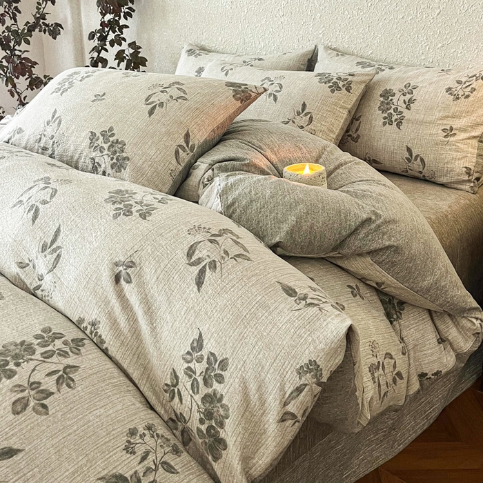 91家纺网 家纺一手货源 找家纺 （总）斯卡诺家纺 2025秋冬新款高克重复古风原麻亚麻水洗棉印花四件套