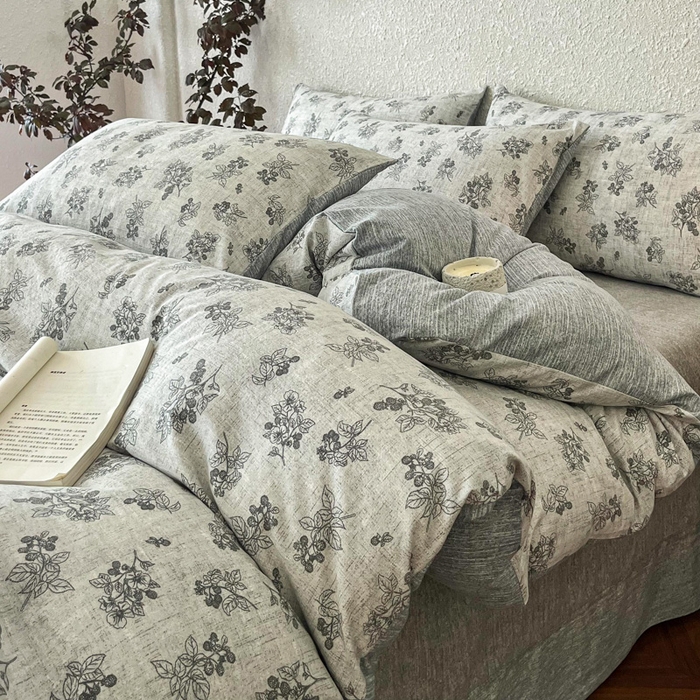 91家纺网 家纺一手货源 找家纺 （总）斯卡诺家纺 2025秋冬新款高克重复古风原麻亚麻水洗棉印花四件套