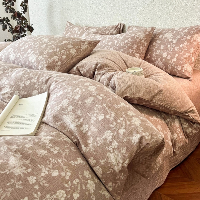 91家纺网 家纺一手货源 找家纺 （总）斯卡诺家纺 2025秋冬新款高克重复古风原麻亚麻水洗棉印花四件套