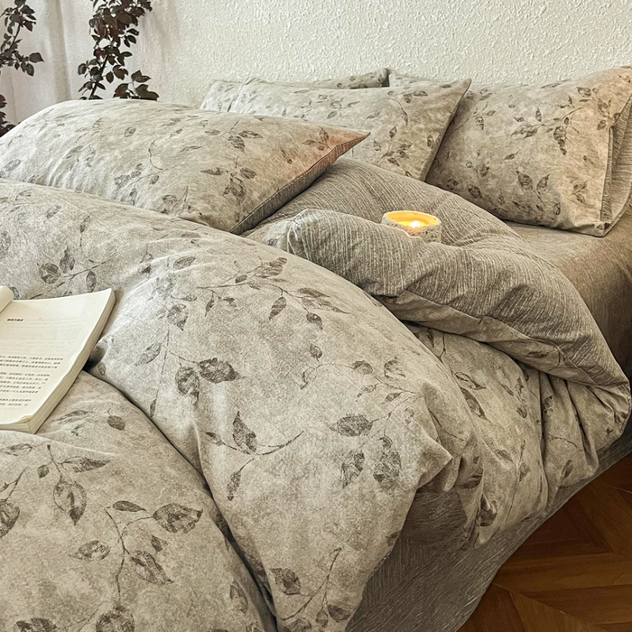 91家纺网 家纺一手货源 找家纺 （总）斯卡诺家纺 2025秋冬新款高克重复古风原麻亚麻水洗棉印花四件套