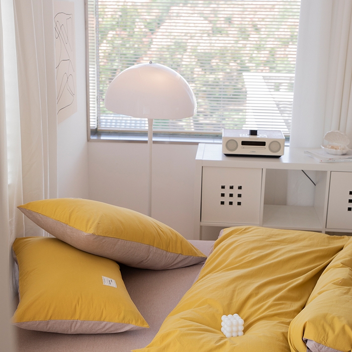 91家纺网 家纺一手货源 找家纺 （总）贝尔 PELLHOME 全棉100纯色双拼水洗棉日式简约无印良品四件套春节不打烊（可抖音代发）