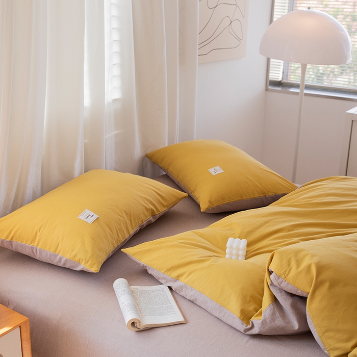 91家纺网 家纺一手货源 找家纺 （总）贝尔 PELLHOME 全棉100纯色双拼水洗棉日式简约无印良品四件套春节不打烊（可抖音代发）