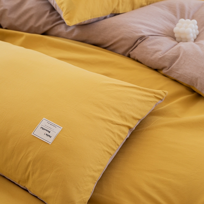 91家纺网 家纺一手货源 找家纺 （总）贝尔 PELLHOME 全棉100纯色双拼水洗棉日式简约无印良品四件套春节不打烊（可抖音代发）