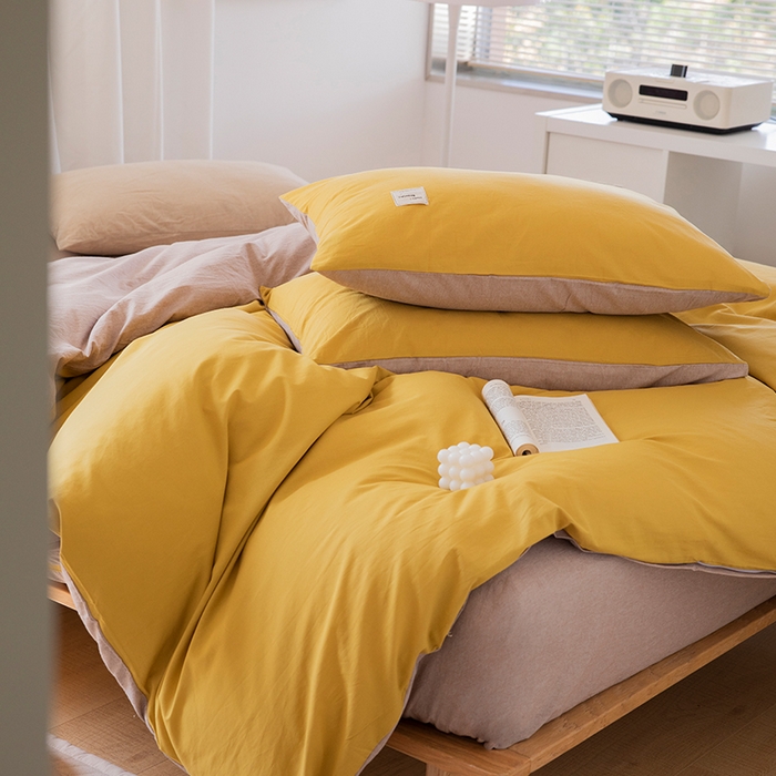 91家纺网 家纺一手货源 找家纺 （总）贝尔 PELLHOME 全棉100纯色双拼水洗棉日式简约无印良品四件套春节不打烊（可抖音代发）