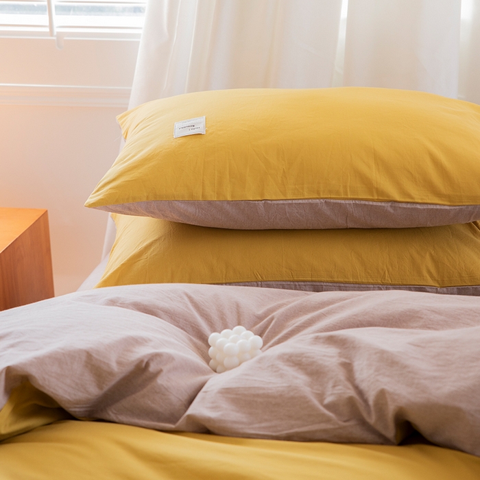 91家纺网 家纺一手货源 找家纺 （总）贝尔 PELLHOME 全棉100纯色双拼水洗棉日式简约无印良品四件套春节不打烊（可抖音代发）