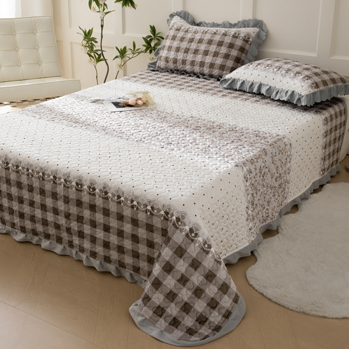 91家纺网 家纺一手货源 找家纺 （总）2025新款水晶绒床单盖毯单人三件套花边毯子冬季加厚保暖双人加棉防滑绒毯